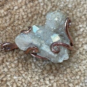 Sparkly natural stone pendant with chain